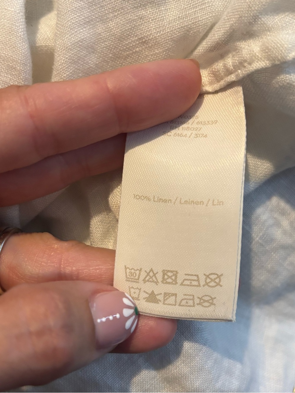 Boden White Linen Gold Palm Leaf Print V-Neck Cap Sleeve Top Size 8 - Picture 7 of 8